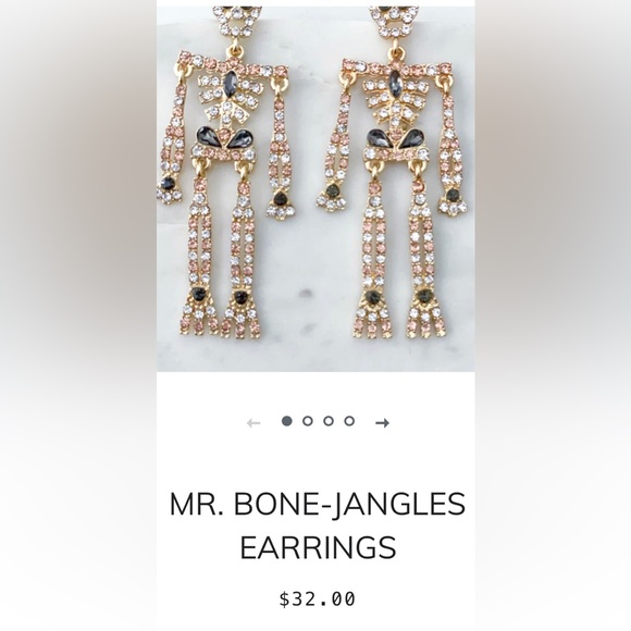NIB MR. BONE-JANGLES JEWELED SKELETON DANGLING EARRINGS - Picture 4 of 6